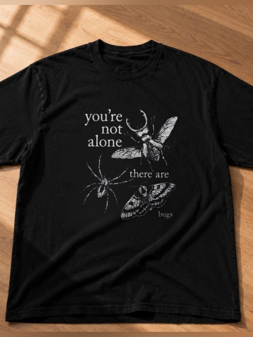 Vintage Black Bug Graphic Tee Illustration